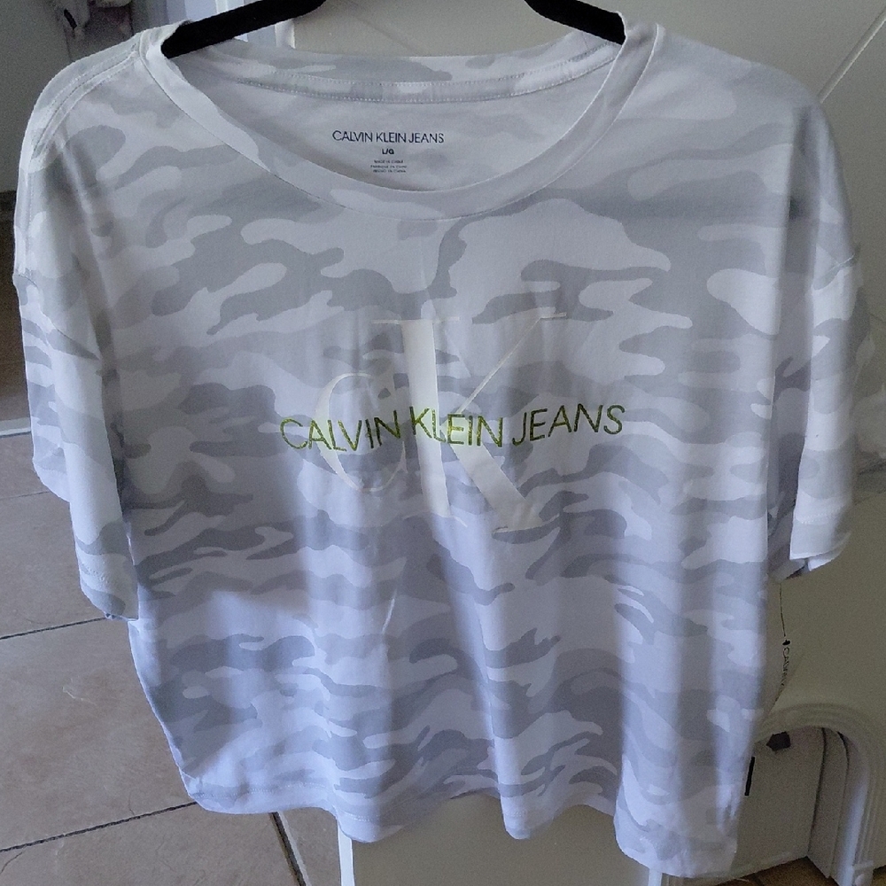 Calvin Klein Jeans White Camo Tee